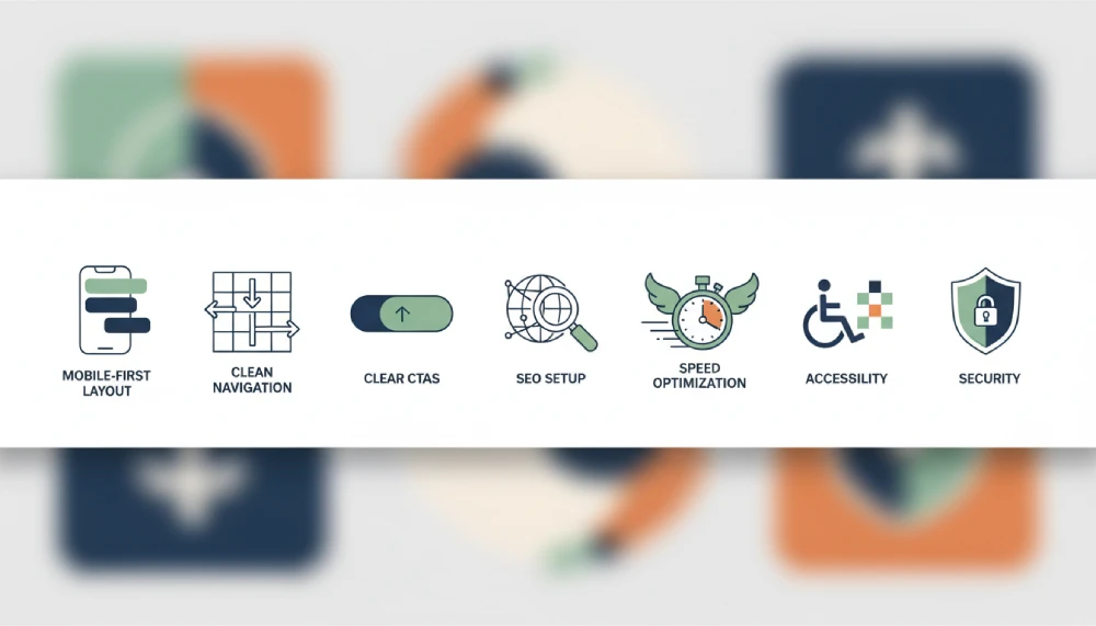 Website benefits overview showing mobile-first, SEO-ready, and conversion-focused design features