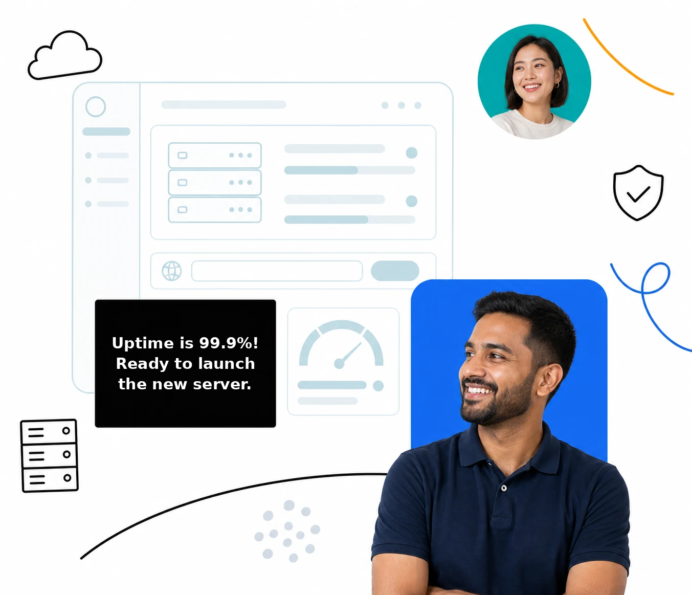 Web hosting and domain control panel illustration