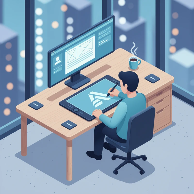 Logo designer creating brand identity concepts and visual marks