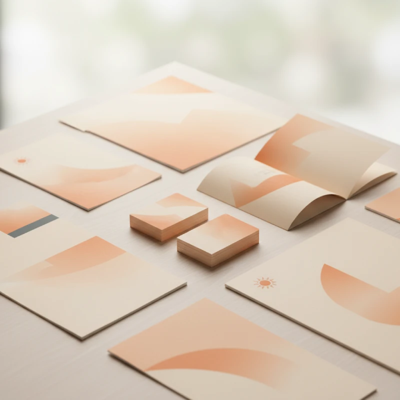 Print designer preparing brochures, business cards, and branded marketing materials