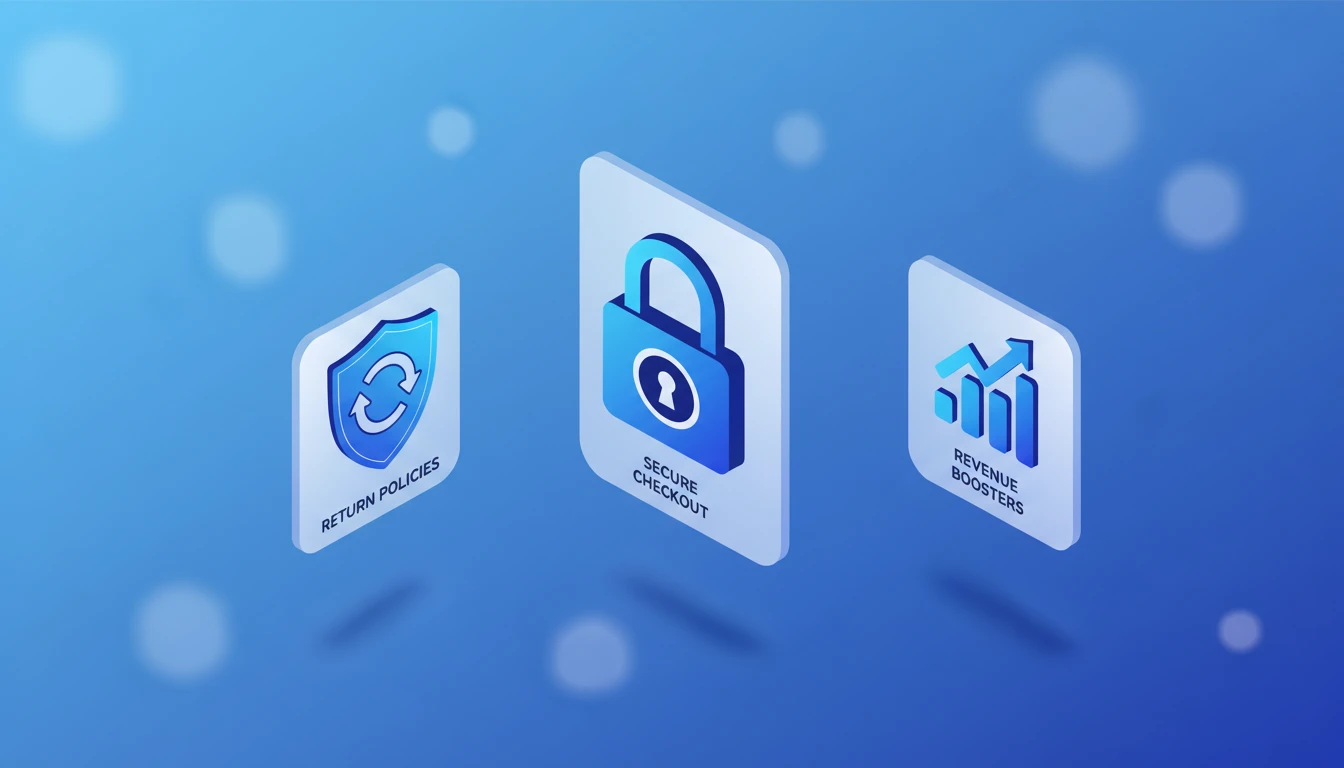 Product catalog layout with trust badges, secure checkout cues, and conversion-focused product cards
